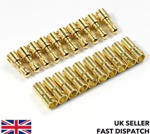 3.5mm Gold Bullet Connectors / Banana Plugs For RC Car/Truck/Drone Lipo Battery - Picture 1 of 13