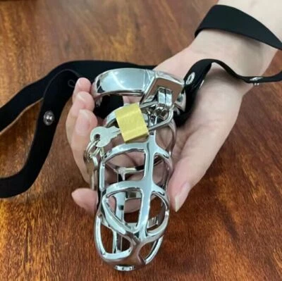 Jaula de castidad de acero masculino dispositivo bloqueable jaula para pene BDSM juguetes sexuales de esclavitud Foto 1 de 4