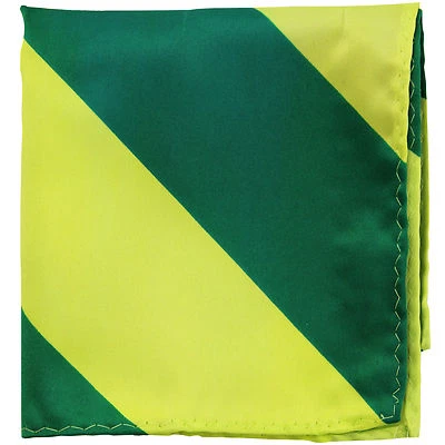 New men's polyester stripes pocket square hankie handkerchief green formal - Image 1 of 2
