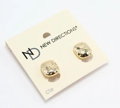 New Directions Hammered Gold Clip On Earrings nwt #E1340 - Image 1 of 2
