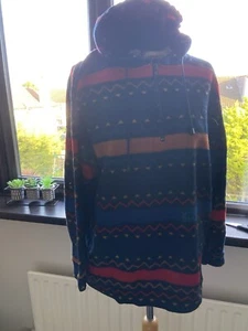 VintageBob Mackie Fleece Quarter Zip XL Aztec Multi Colours Cosy Winter Hood - Picture 1 of 12