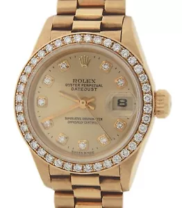 Rolex Datejust President 69138 18K Gold Watch Diamond Dial Bezel - Picture 1 of 7