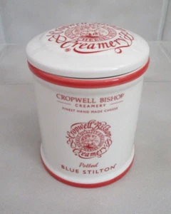 Cropwell Bishop Creamery English Potted Blue Stilton Cheese Lidded Jar Empty - Picture 1 of 5