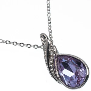 4.39 Ct Pear Cut Style Shape Purple Amethyst CZ 18K White Gold Plated Pendant - Picture 1 of 3