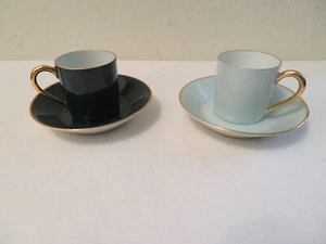 Vtg Antique? Set 2 Limoges Porcelain Cups and Saucers Kirby Beard & Co France - Picture 1 of 11