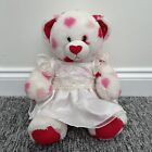 Build A Bear Pink Hearts Bear With Wedding Dress White Soft Toy Plush