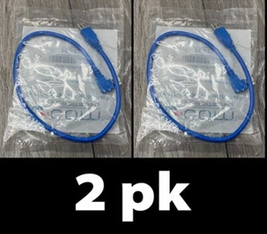 2pk L-Com CA3A-90UB-05M USB Cables, Type A to Type B Plug, 19.7" L, USB 3.0 Blue - Picture 1 of 9