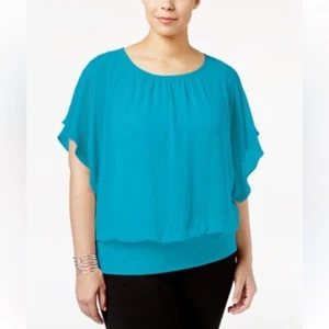 Plus Size Blue Chiffon Kimono Top Sz 2x - Picture 1 of 5