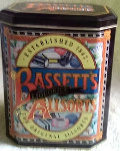 PP 1 X BASSETT'S ALLSORTS LIQUORICE ORIGINAL TIN 16X12X10CM EMPTY TREBOR LTD - Picture 1 of 4