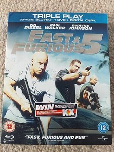 Fast & Furious 5 Blu-ray Dwayne Johnson NEAR MINT TRIPLE PLAY WITH CARD SLIPCASE