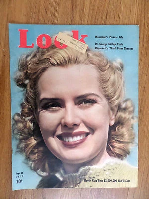 1939 Look Magazine Mussolini's Life Brenda Joyce Movie Star The Rains Came - Image 1 of 4