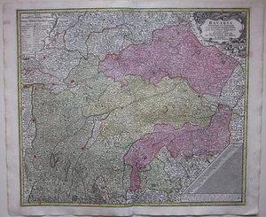 1740 Bavaria original map Seutter Bayern Oberbayern Niederbayern Baviera München - Foto 1 di 8
