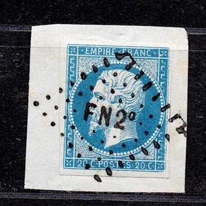 + COTE 50 E / Nr. 14 FOND LINE / SIGN / 20C NAPOLEON SUP OBLIT FN2 / RR - Bild 1 von 2
