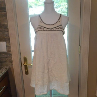 AMERICAN RAG Talla S Crema Cuentas Sin Mangas Cuello Redondo Vestido Túnica Top Camisa Foto 1 de 3