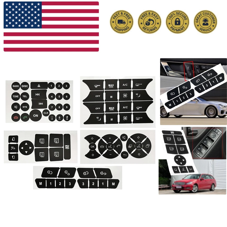 Calcomanías de botones de coche pegatinas interiores para Mercedes Benz W204 C250 C350 Clase E... Foto 1 de 4