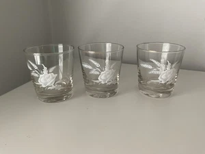Vintage Etched Glasses Wheat Poppy Pattern Tumblers - Picture 1 of 10