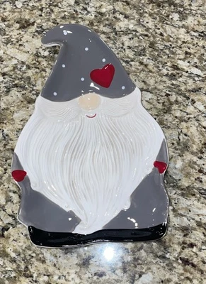 Plato para servir gnomo nuevo gris, corazón rojo ¡tan lindo! Foto 1 de 2