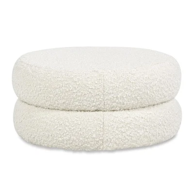 Homary 18.5" Cojín de Suelo Reposapiés Taburete Otomano, Blanco Marfil Boucle Foto 1 de 4