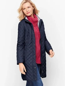 Abrigo largo acolchado negro TALBOTS para mujer talla 10 - Imagen 1 de 5