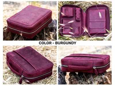 Estuche de cuero para cigarros - Caja humidor de viaje personalizada y accesorios para bolsa de cigarros Foto 1 de 4