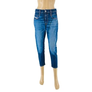 Diesel Women Blue D-FAYZA Mid Waist Regular Boyfriend Fit Cropped Jeans W26 L30 - Picture 1 of 16