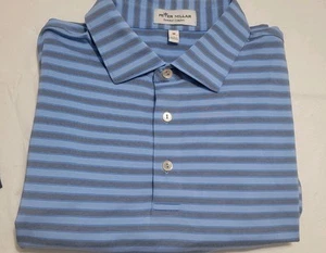 Peter Millar Blue Grey Stripe Crown Sport Polo Shirt M New - Picture 1 of 4