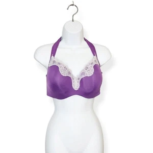 Sujetador camiseta con ribete de encaje blanco púrpura con aros Cacique para mujer talla 42D - Imagen 1 de 8
