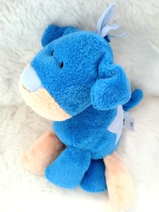 Vintage Mothercare Blue Beige Puppy Dog Chime Rattle Baby Soft Toy Comforter - Picture 1 of 2