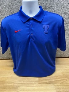 Texas Rangers Nike BSBL Polo Shirt Mens Medium Blue MLB Dri Fit Performance - Picture 1 of 11
