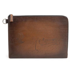 Berluti Nino GM Scritto leather Clutch Venezia Leather, Cacao Intenso NINO_GM - Picture 1 of 8