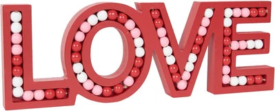 OMISHE LOVE Sign for Tabletop or Wall Hanging, Freestanding Rustic Beaded Red  - Image 1 of 4