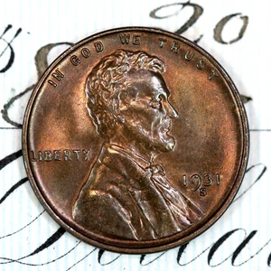 * 1931-S * PRISTINE+ GEM BU MS LINCOLN WHEAT PENNY * FROM ORIGINAL COLLECTION - Picture 1 of 4