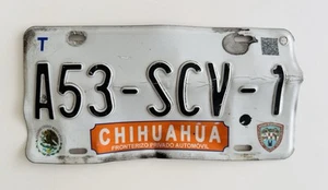 Mexico License Plate, Chihuahua Border, National Emblem, State Crest, Vintage - Picture 1 of 7