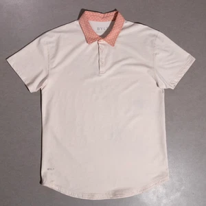 Camisa Polo BYLT Premium Basics Lux Corte Caída SS Lunares Melocotón Naranja Para Hombre XL - Imagen 1 de 6
