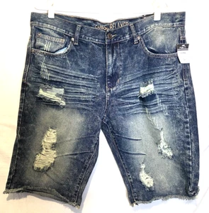 Carbon rue21 Mens Size 36 Distressed Shorts Denim 12" Inseam 5 Pocket - Picture 1 of 2
