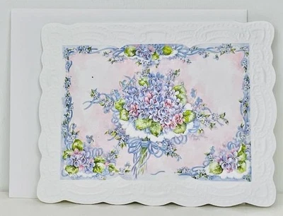 CAROL'S ROSE GARDEN Violet Bouquet SINGLE Note Card CAROL WILSON FINE ARTS - Image 1 of 2