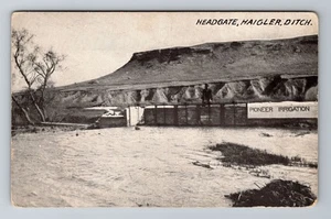 Haigler NE-Nebraska, Headgate, antica, cartolina ricordo d'epoca - Foto 1 di 2