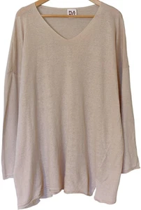 PLANET By Lauren G Linen Pima Cotton V-NECK SWEATER Boxy Lightweight Knit O/S - Picture 1 of 3