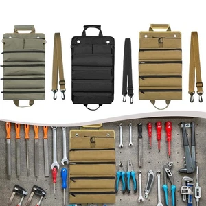Heavy Duty Tool Roll Organizer Bag with Rust Proof Zippers and Adjustable Strap - Picture 1 of 17