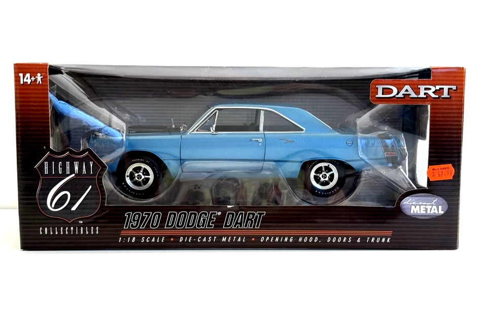 RARE! HIGHWAY 61 1:18 1970 DODGE DART SWINGER BLUE #50512 DCP DIECAST — NIB! - Image 1 of 4