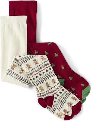 Novo 2 Pares de Meia-calça Gymboree Holiday Christmas Cabin Gingerbread Tamanho 2T 3T Novo na caixa Novo com etiquetas - Imagem 1 de 3