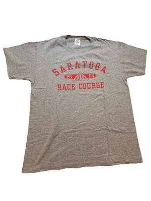 Saratoga Race Course Gray  T Shirt Medium Vintage Delta Tag 2004 - Image 1 of 4