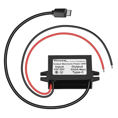 KLNUOXJ DC 12V/24V to 5V USB C Step Down Converter Type-C Interface 5A 25W Waterproof.