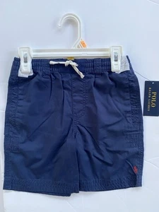 NWT Polo Ralph Lauren Boys Sz 7 Navy Cotton Chino Drawstring Shorts - Picture 1 of 4