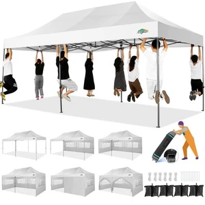 10x20 Heavy Duty Pop up Canopy Tent with 6 sidewalls Easy Up Commercial Outdo... - Picture 1 of 9