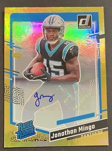 2023 Donruss Rated Rookie Gold Prizm Auto #312 Jonathan Mingo RC /25 Carolina - Bild 1 von 3