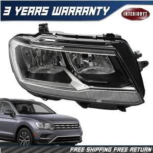 Headlight Passenger Side For Volkswagen Tiguan 2018-21 Halogen w/LED DRL - Picture 1 of 10