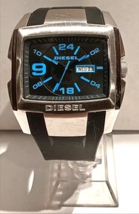 Diesel DZ-4287 Men's Watch 40mm x45mm Square Dial Black Blue Silicone Strap - Picture 1 of 9