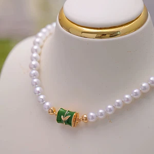 gorgeous 7-8mm south sea natural white pearl necklace 17.5inch 925s(t) - Picture 1 of 3