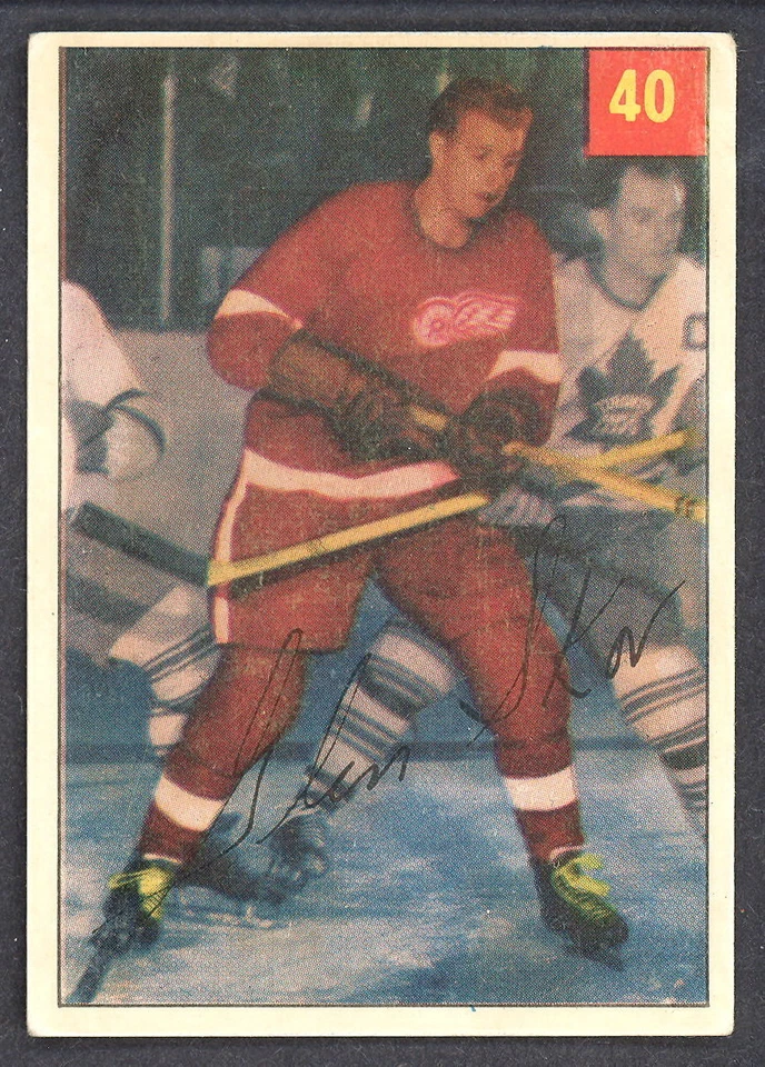 1954-55 PARKHURST NHL HOCKEY #40 GLEN SKOV EX+ DETROIT RED WINGS LUCKY BACK - Image 1 of 1